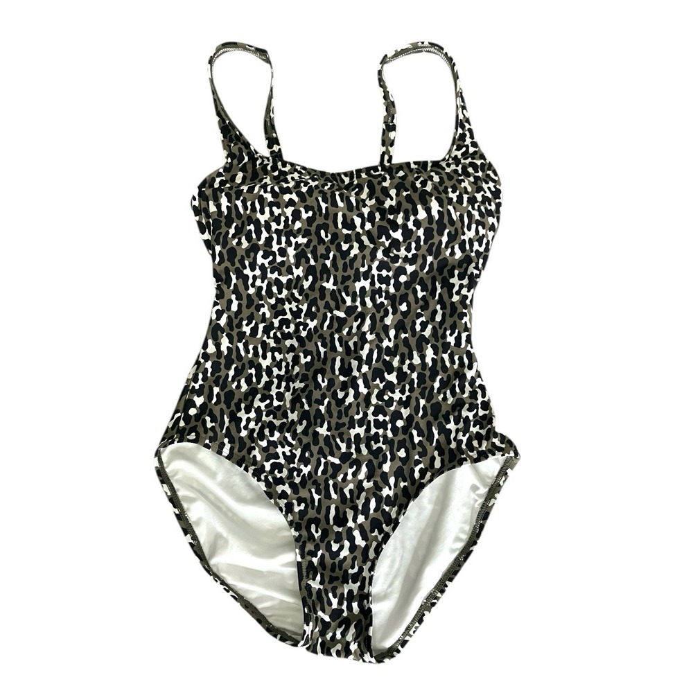 MICHAEL KORS One‎ Piece Swimsuit Leopard Print Lace Up Back Women Size 10